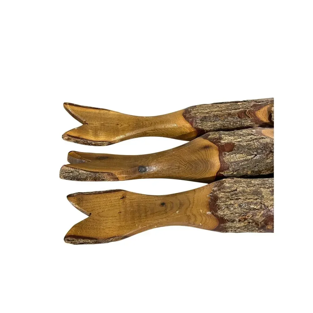 Vtg‎ Hand Carved Wood Fish Stringer Rustic Cabin Lodge Lake House Man Cave Decor